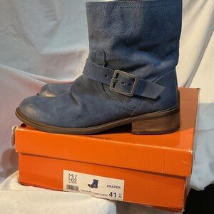 Miz Mooz Draper Blue Suede Ankle Boots